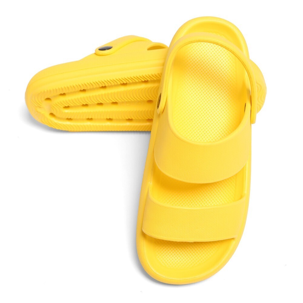EVA Thick Sole Sandals with Pivoting Heel Straps- Yellow- M/L
