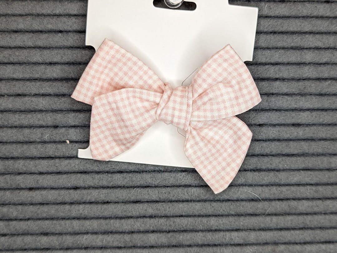 Mama Made- Hair Bow- Pink Plaid