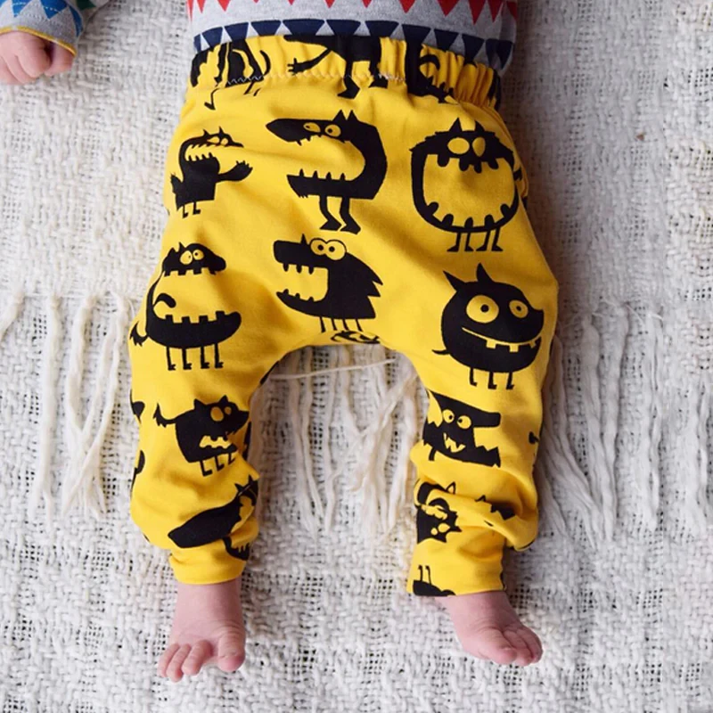 Harem Pants- Yellow Monster- 0-6 months
