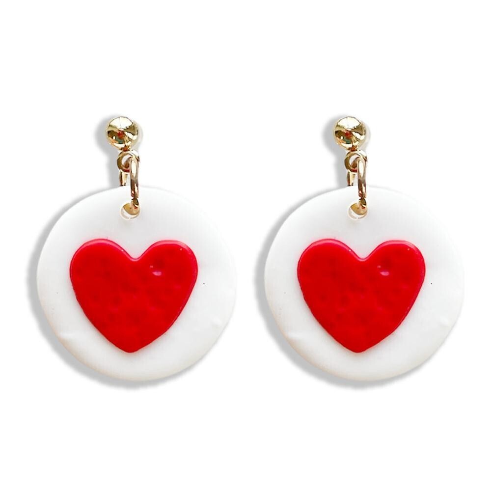 Valentine&#39;s Day Polymer Clay Drop Earrings- Hearts