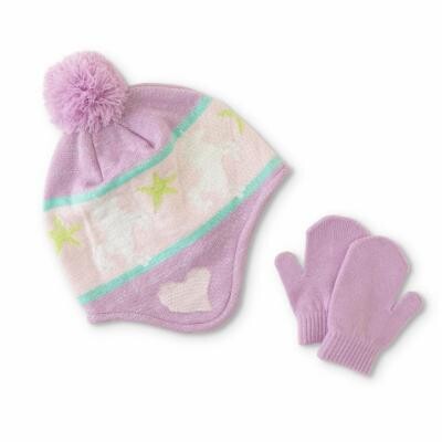 WonderKids Toddler Girls&#39; Winter Hat &amp; Mittens - Unicorns, Purple
