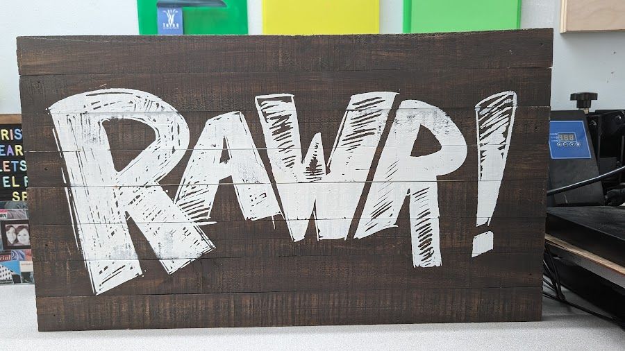 Large Wooden Sign- RAWR!