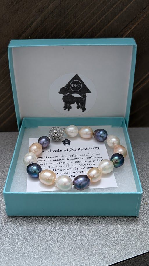 Dog House Pearl Bracelet with Crystal Clasp