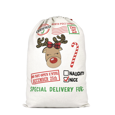 2024 Santa Sack- Leopard Print Reindeer