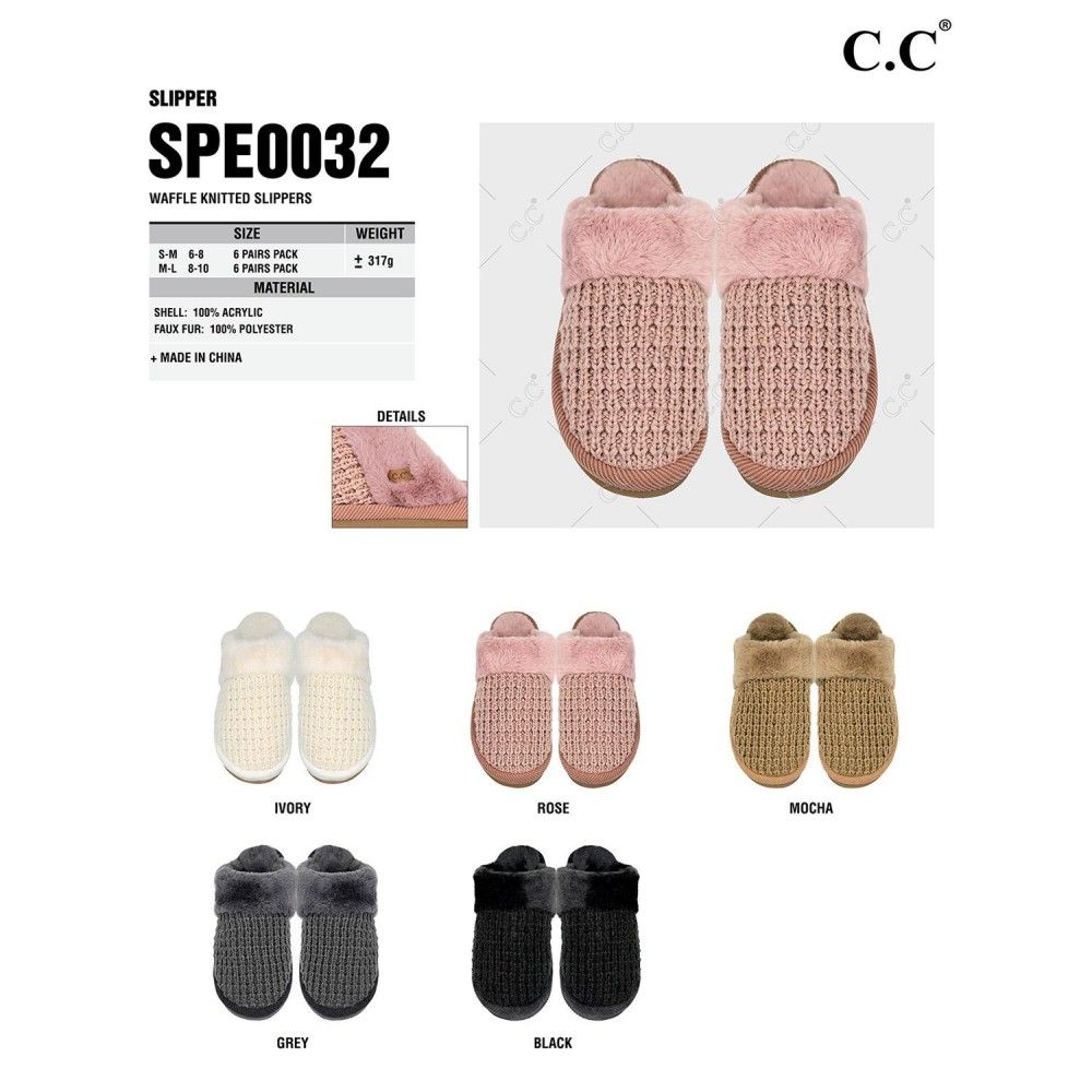 Pre-Buy- CC Waffle Knit Slippers- SPE0032