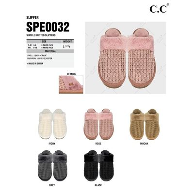 Pre-Buy- CC Waffle Knit Slippers- SPE0032