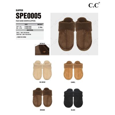 Pre-Buy- CC Faux Suede Sherpa Slippers- SPE005
