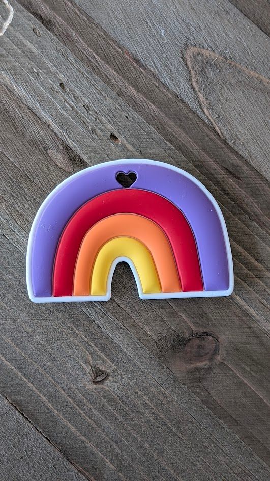 Silicone Teether/Pendant- Bright Rainbow