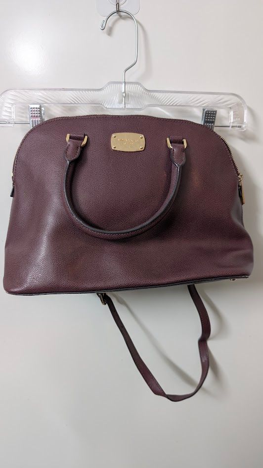 Michael Kors &quot;Cindy&quot; Plum Large DOme Leather Satchel- Good Used Condition