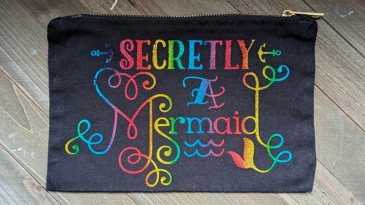 Makeup Bag- Secretly a Mermaid- Black