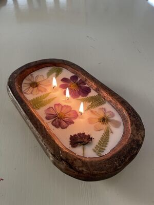 Pressed Flower Dough Bowl Candle