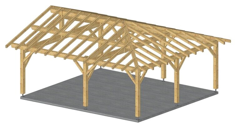 Abri trois pans 6x6.6m