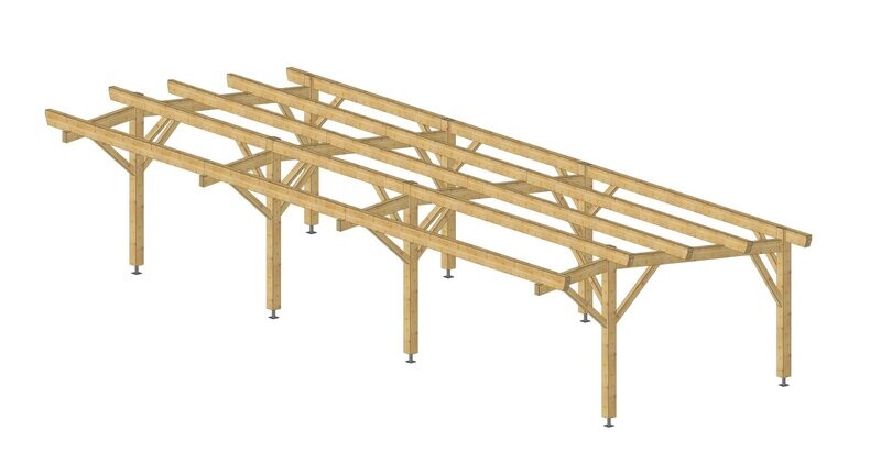 Abri auvent 3 places pente 10%