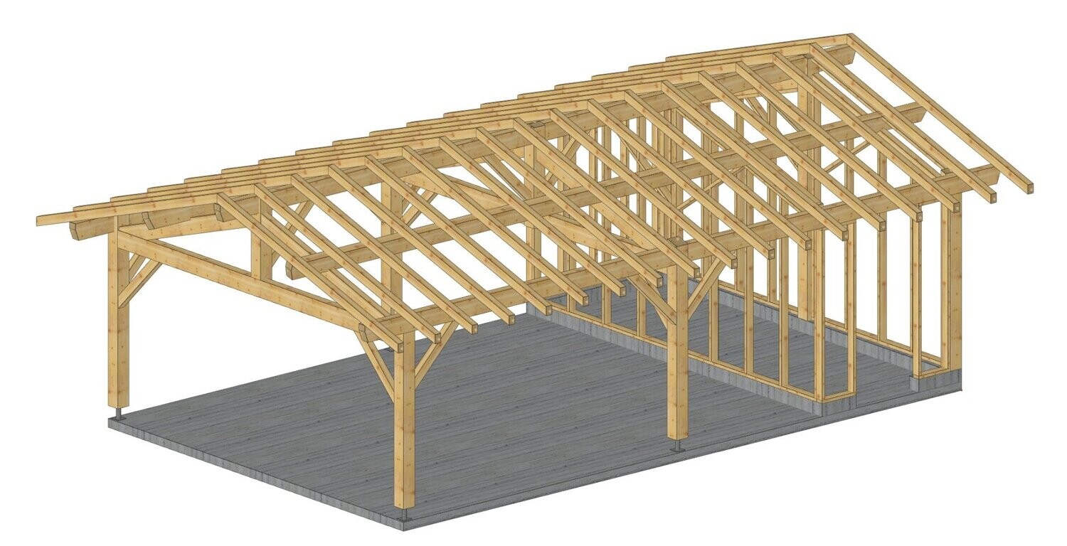 Abri deux pans 5x8m 2m de fermé