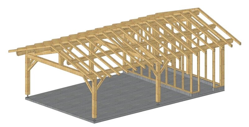 Abri deux pans 5x8m 2m de fermé