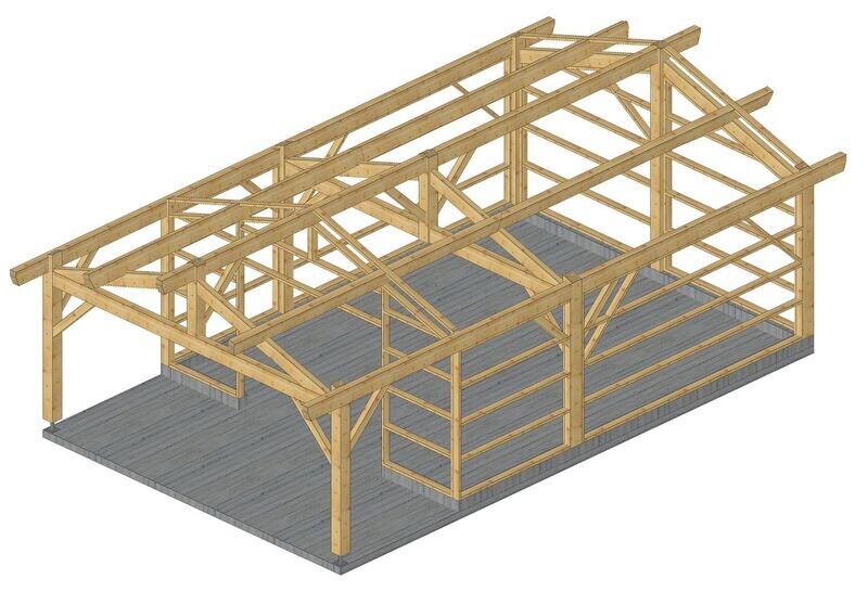 Abri deux pans 5x8m 6m de fermé