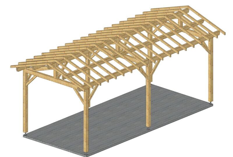 Abri deux pans 4x9m hauteur passage 3.2m