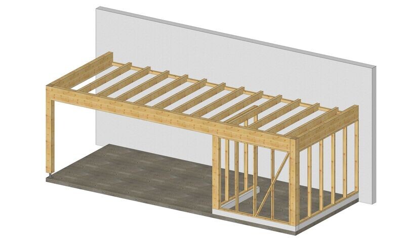 Abri Toit plat 3x7.5m