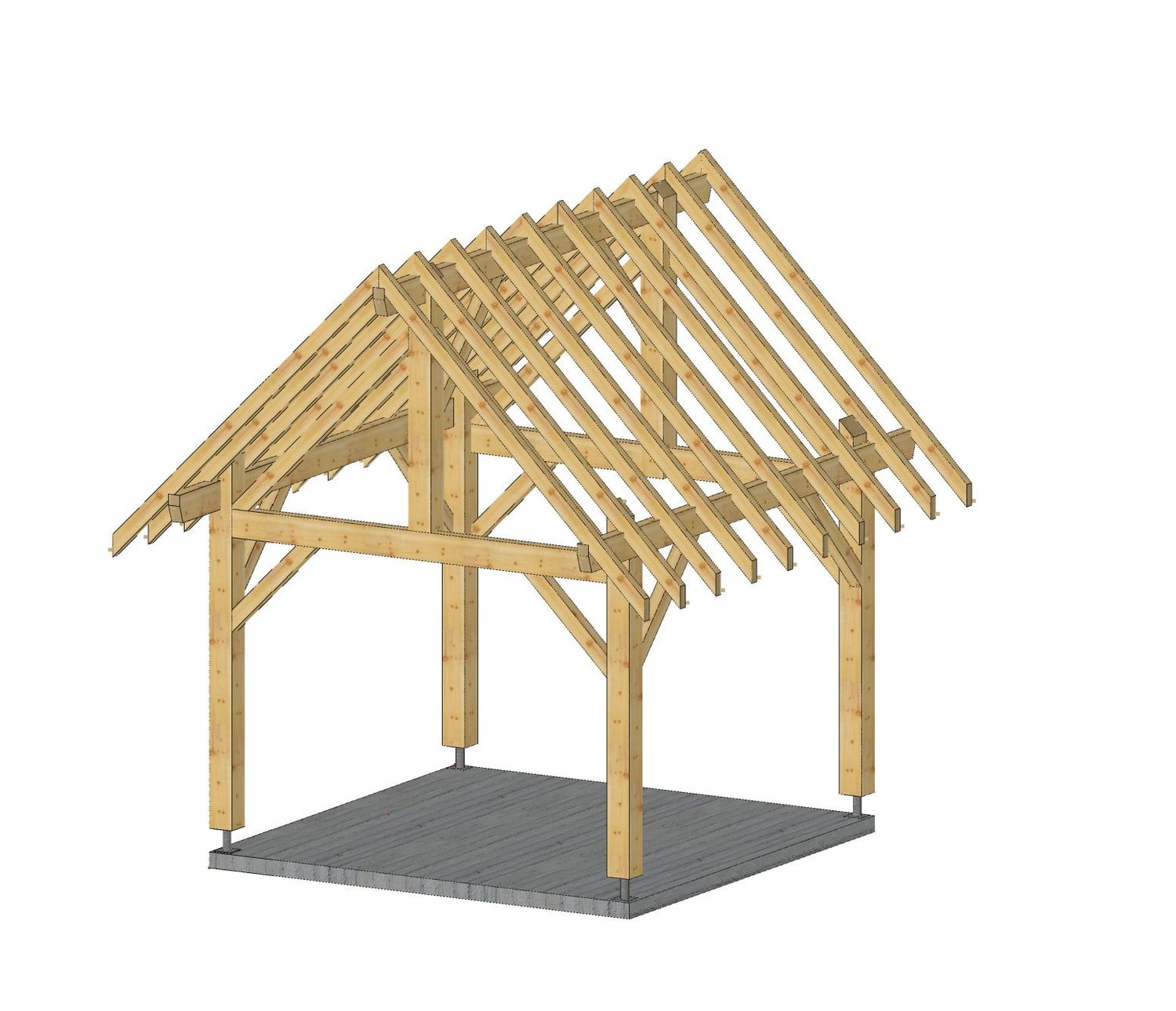 Abri en bois deux pans 3x3m pente 45°