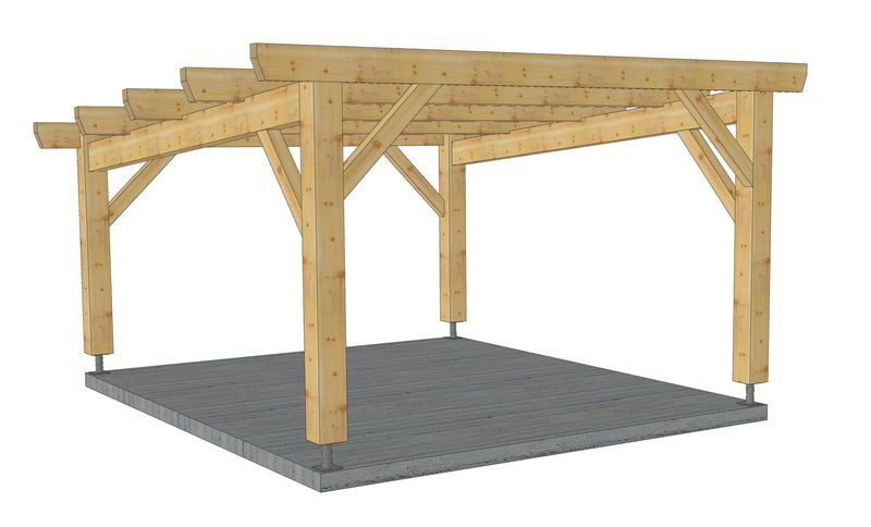 Abri  monopente 3.8x3.2m pente 10%