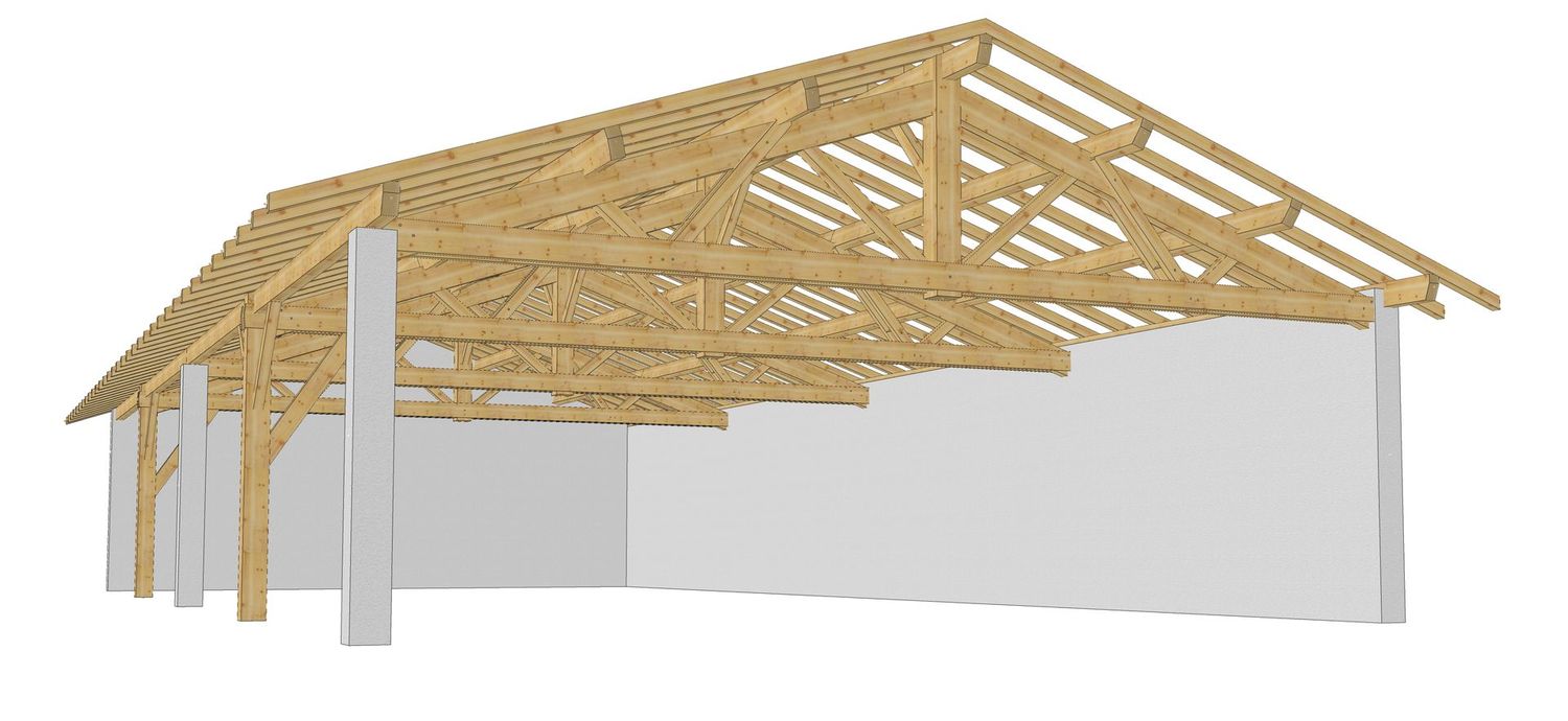 Charpente  deux pentes 8.4x18m
