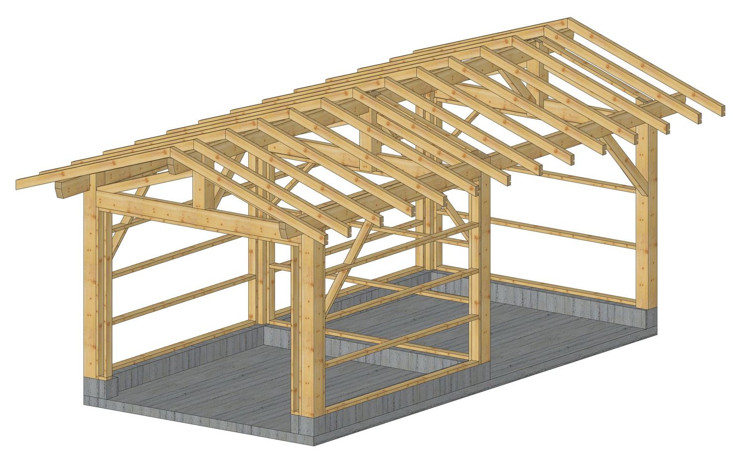 Abri 2 pans 3x6m fermé