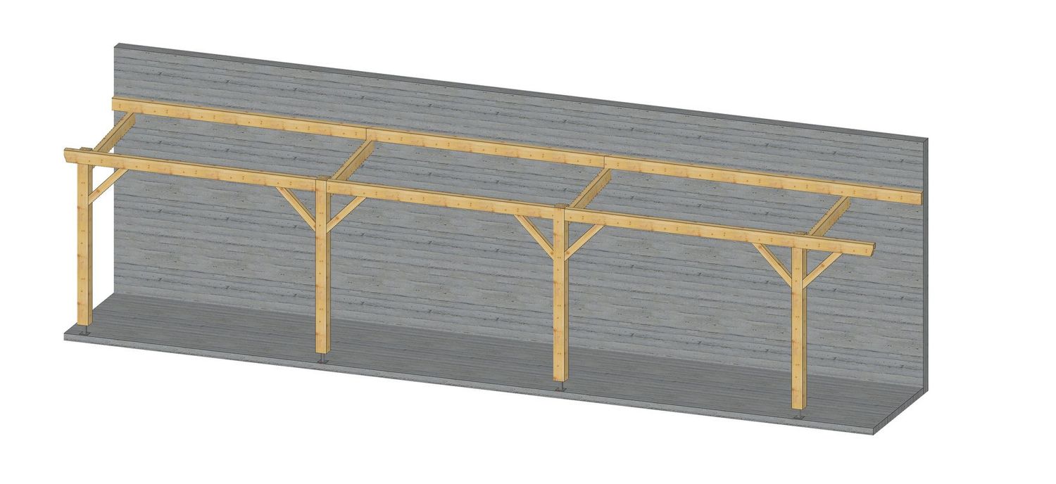 Abri adossé 10.75x1.95m