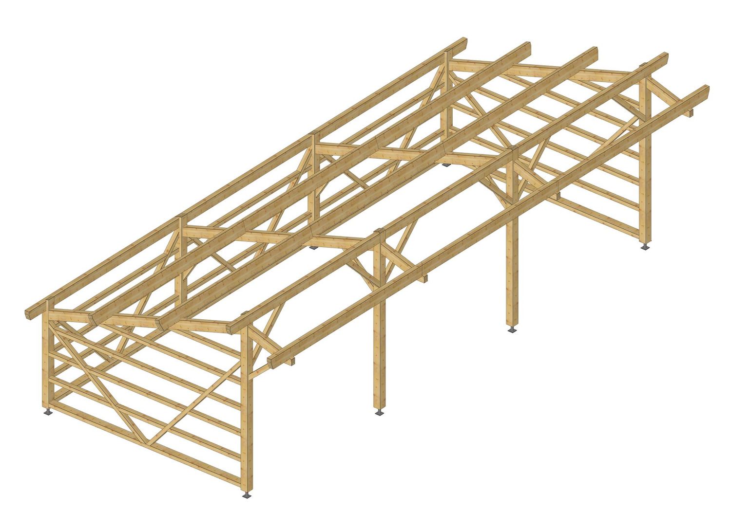 Abri auvent 6x12m structure pour bardage métallique