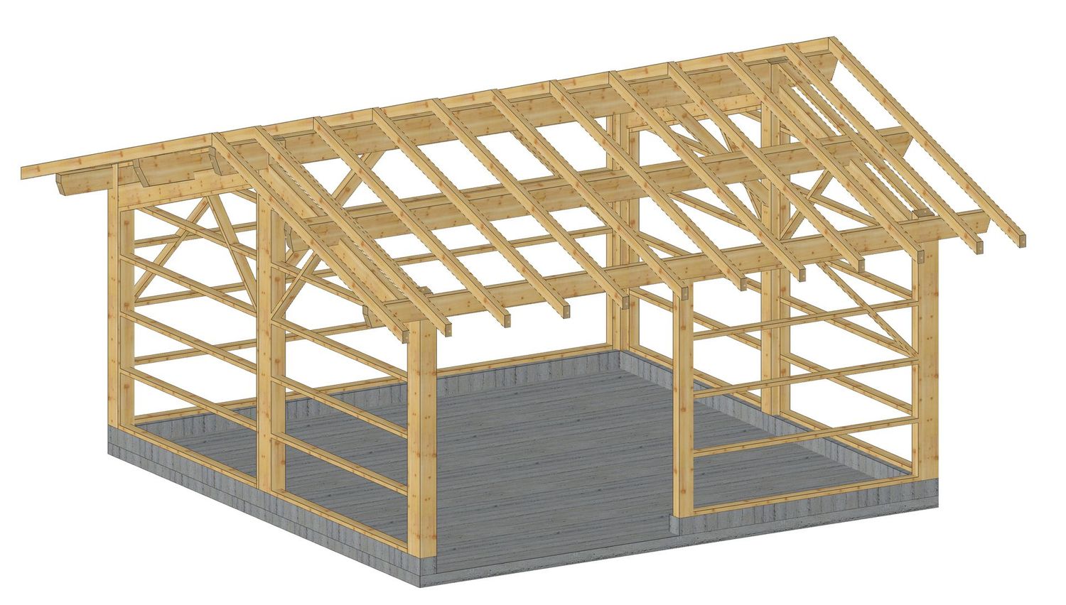 Abri 2 pentes 5x5m fermé