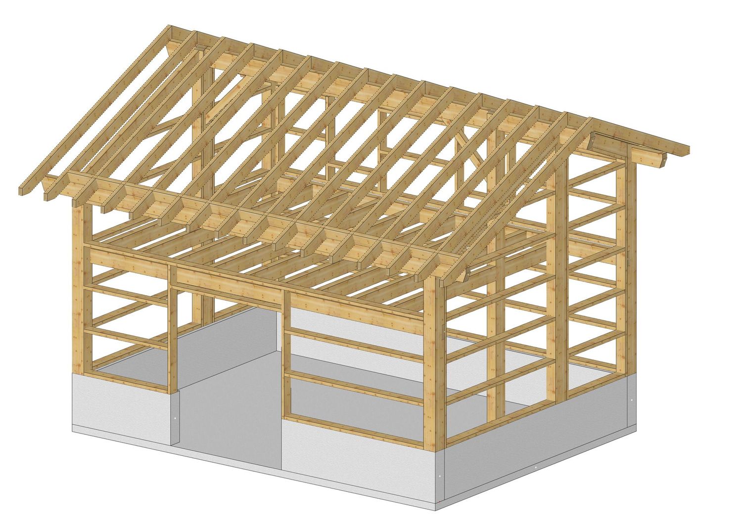 Abri 2 pentes 4.4x5.9m avec solivage