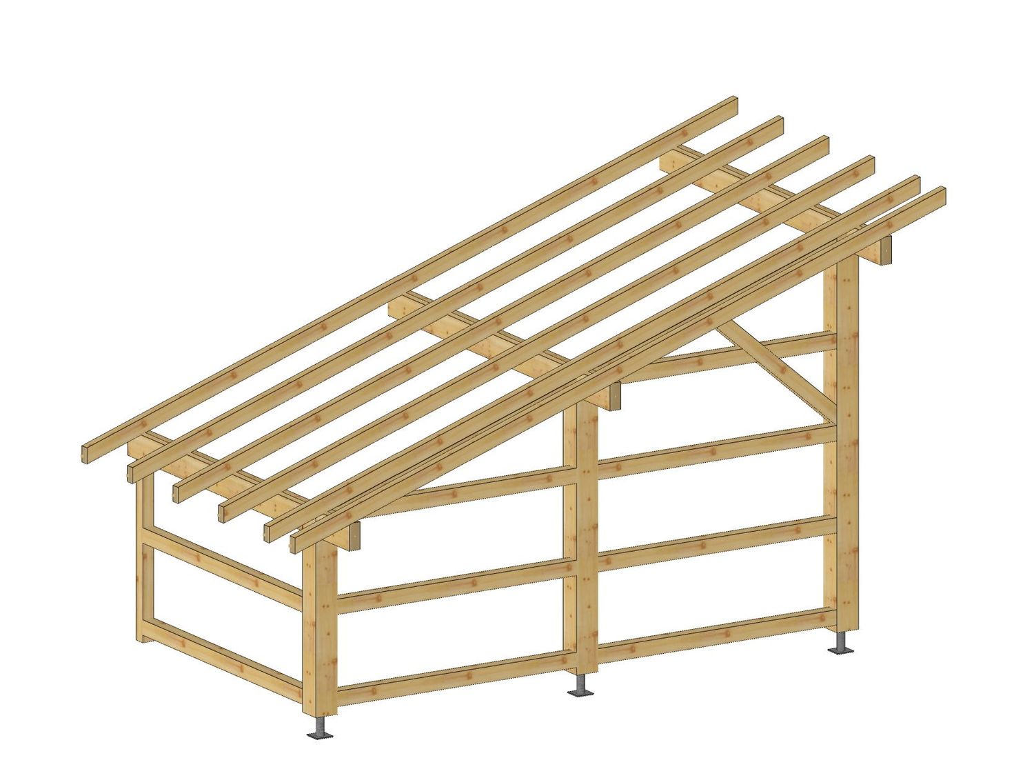 Abri adossé monopente 4x2.16m