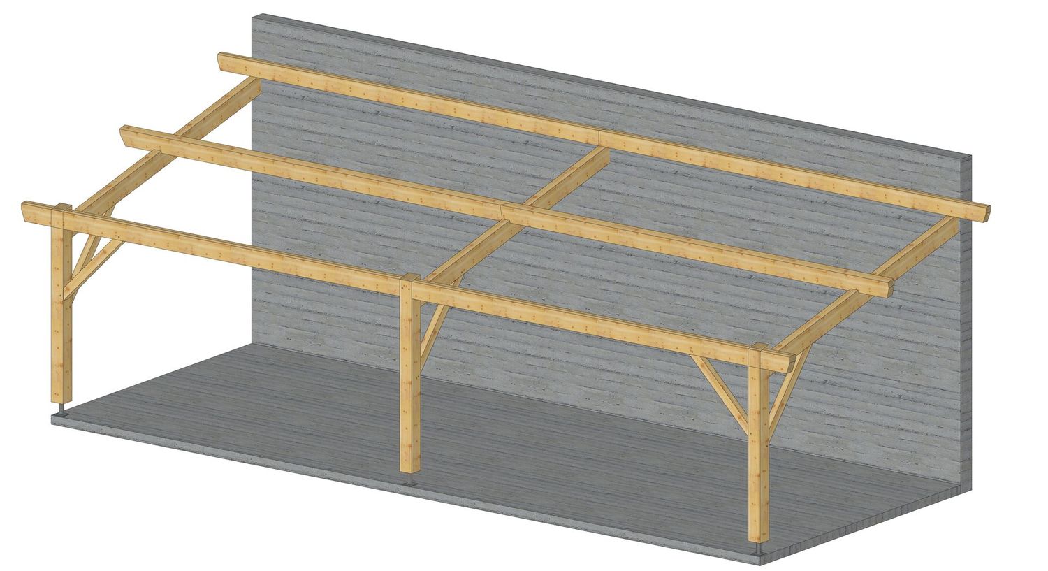 Appentis adossé 3.6x9.5m pour bac acier