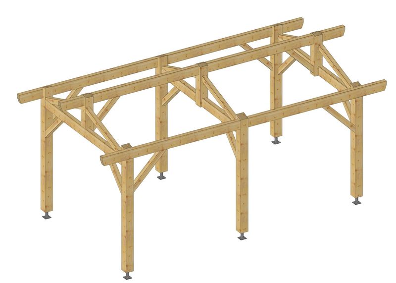 Abri deux pans 3x5m poteau sur mesure
