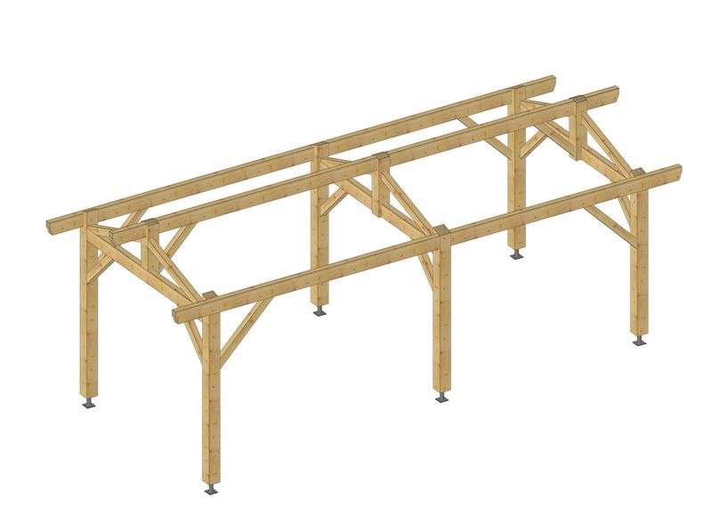 Abri deux pans 3x6.5m poteau sur mesure