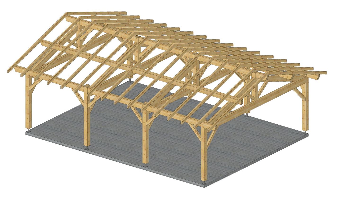 Abri  deux pans 6x8m 2 fermes intermédiaires