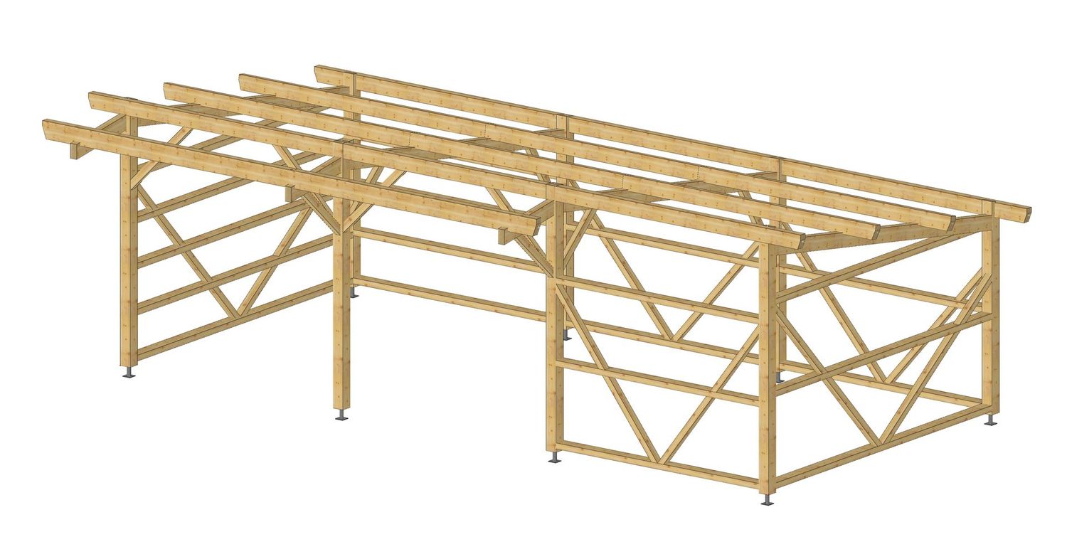 Abri auvent 5.5x10.5m structure pour bardage