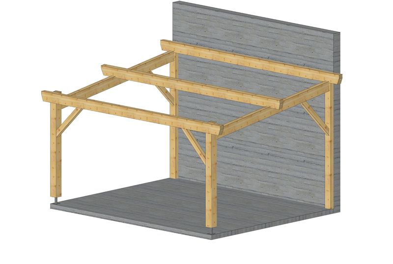 Appentis adossé 3.6x4.5m pour bac acier