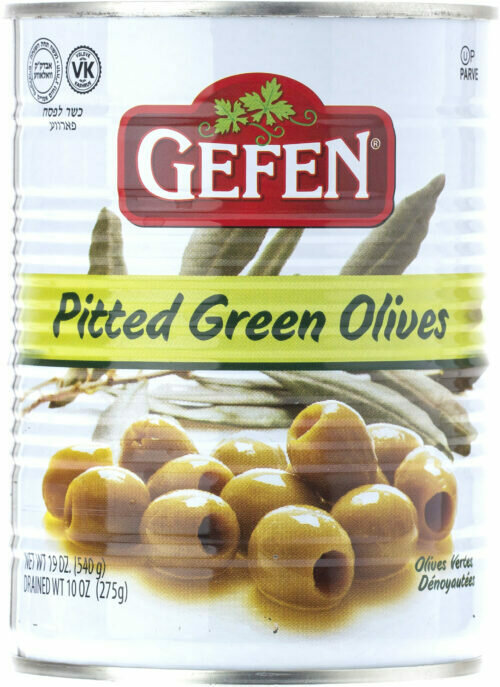 Pitted Green Olives 19oz Gefen KP