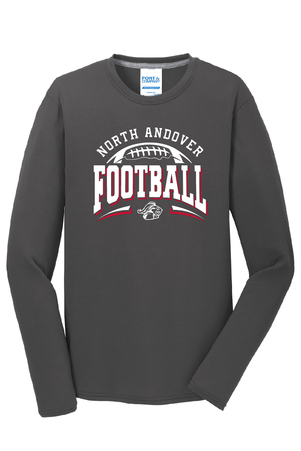 FOOTBALL PERFORMANCE LONG SLEEVE, COLOR: CHARCOAL