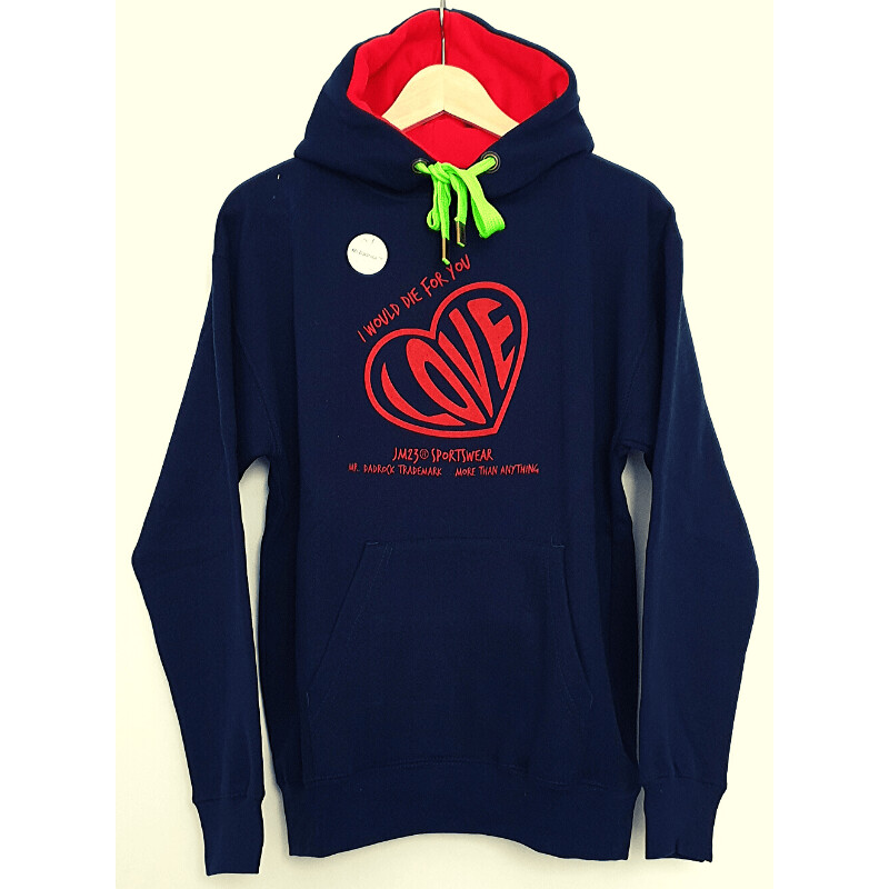 Hoody - I WOULD DIE FOR YOU - blau/rot - S-M Hoody - I WOULD DIE FOR YOU - blau/rot - S-M