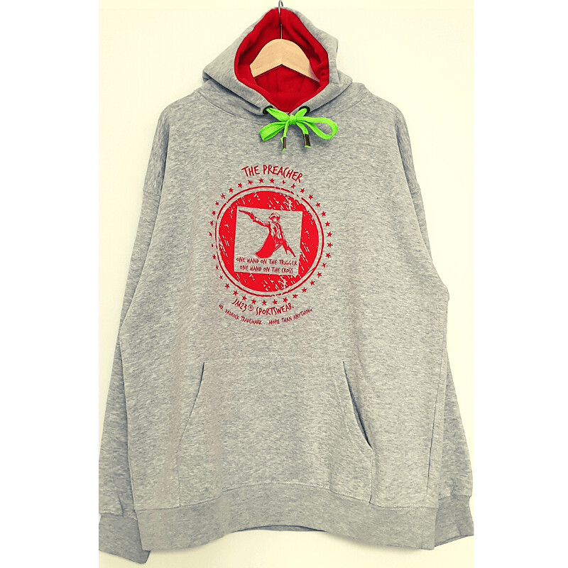 Hoody - THE PREACHER - grau/rot - L-XL