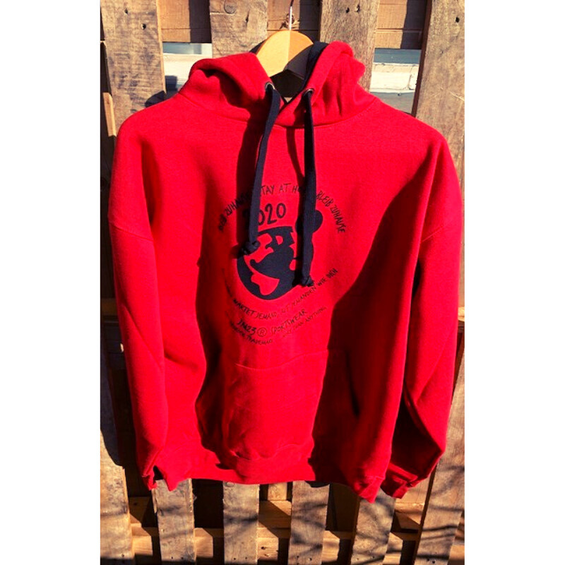 Hoody - STAY AT HOME - rot/schwarz - S-XXL Hoody - STAY AT HOME - rot/schwarz - S-XXL
