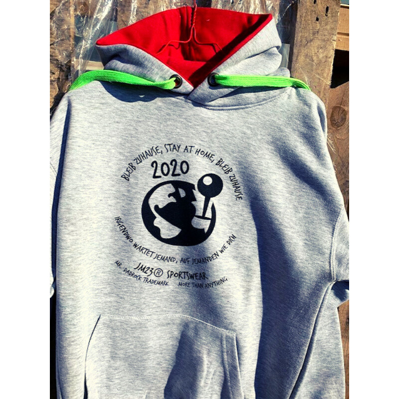 Hoody - STAY AT HOME - grau/rot - S-XXL Hoody - STAY AT HOME - grau/rot - S-XXL