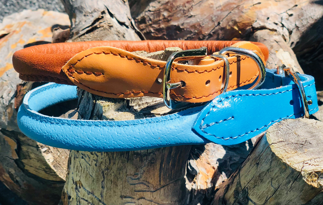 Halsband rund aus Nappaleder Showhalsband, Farbe: cognac, Größe: 45cm