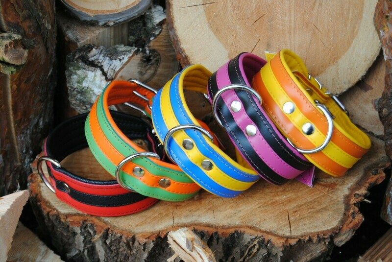 Lederhalsband zweifarbig mit Streifen