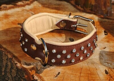 Lederhalsband 3 reihig mit Strass