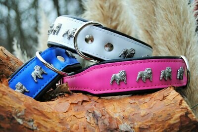 Lederhalsband mit Niete ´Englische Bulldogge´ %%%%%%%% Auslaufartikel