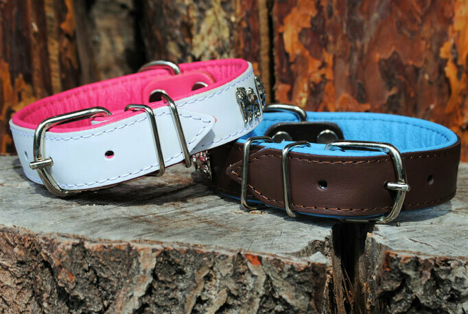 Lederhalsband mit Nieten Mops