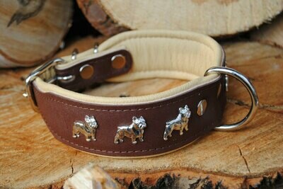 Premium Hundehalsband Französische Bulldogge Vollleder WOZA