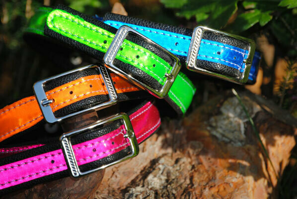 Lederhalsband reflektierend, schmal
